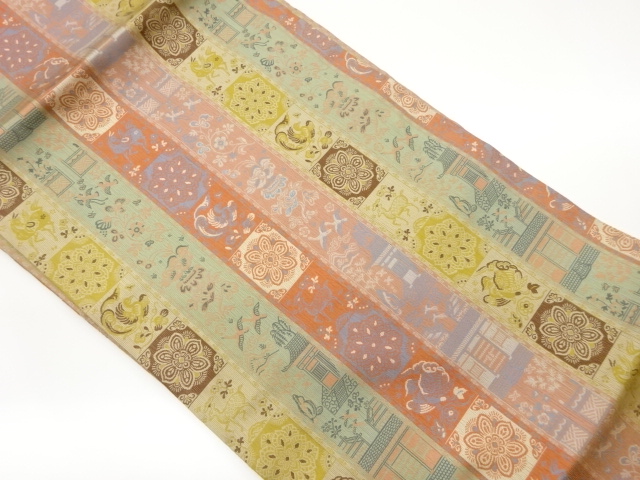 JAPANESE NAGOYA OBI / WOVEN FLOWER & BIRD